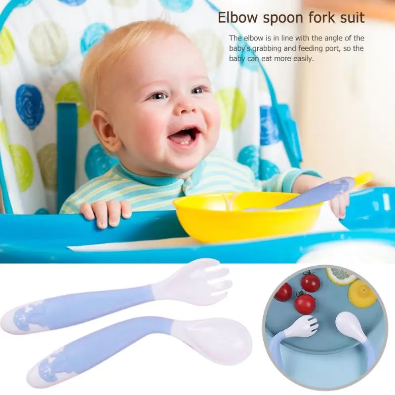 Гнущаяся детская набор ложка и вилка для детей ясельного возраста обучающая