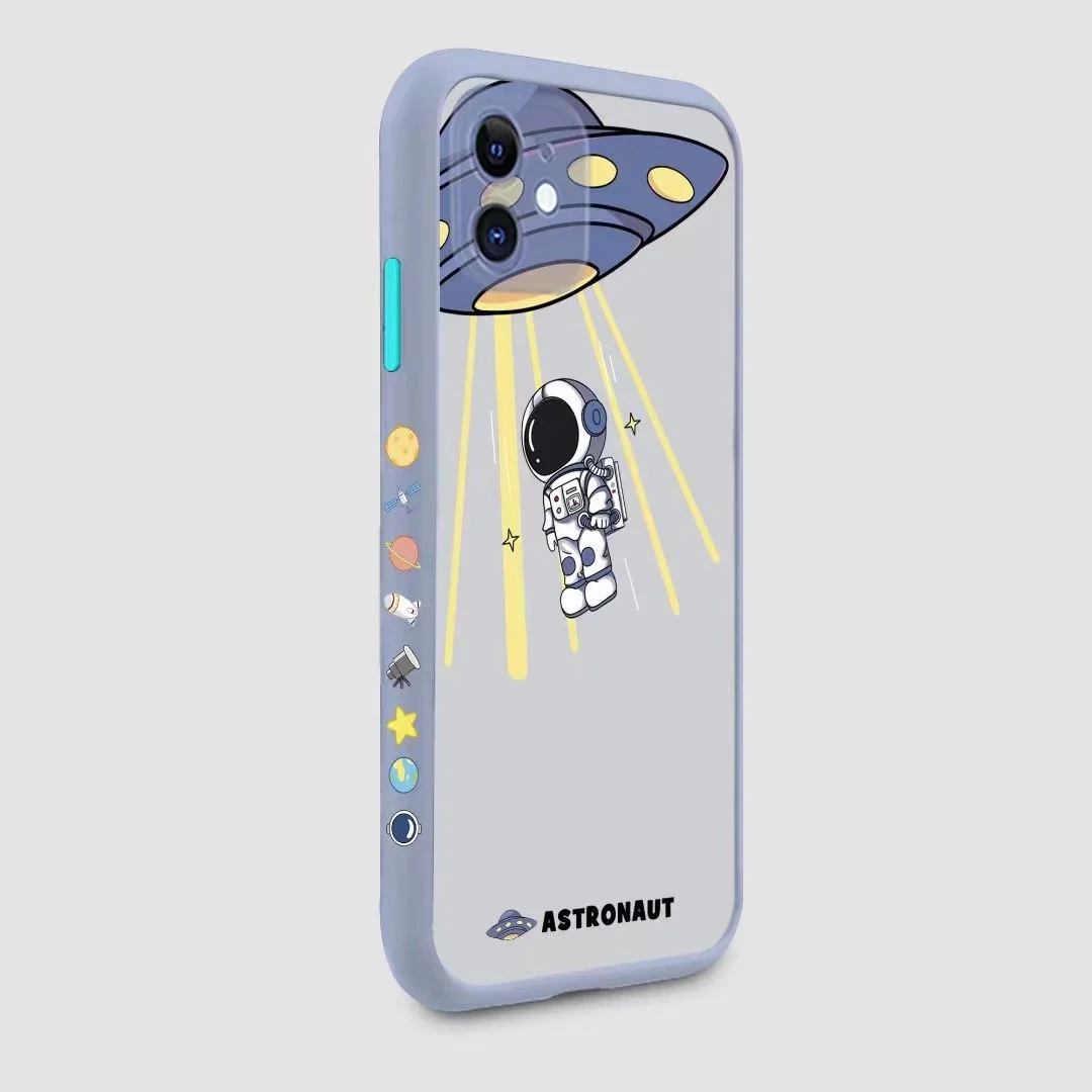 

Liquid silicone Astronaut spaceship frame Phone Case Unique design of jelly scrub for iPhone 12 11 Pro Max XS 8 7 Plus X SE case