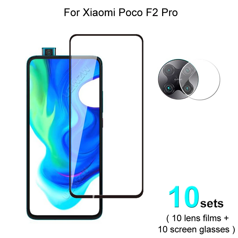 

10 комплектов для Xiaomi Poco F2 Pro защита для экрана защитное закаленное стекло Взрывозащищенная и пленка для объектива камеры