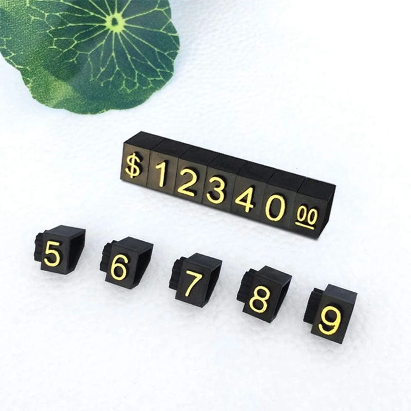 

20 Sets Price Display Square Adjustable Price Tag for Price Display Counter Stand Number Letter Dollar Price Block Kit