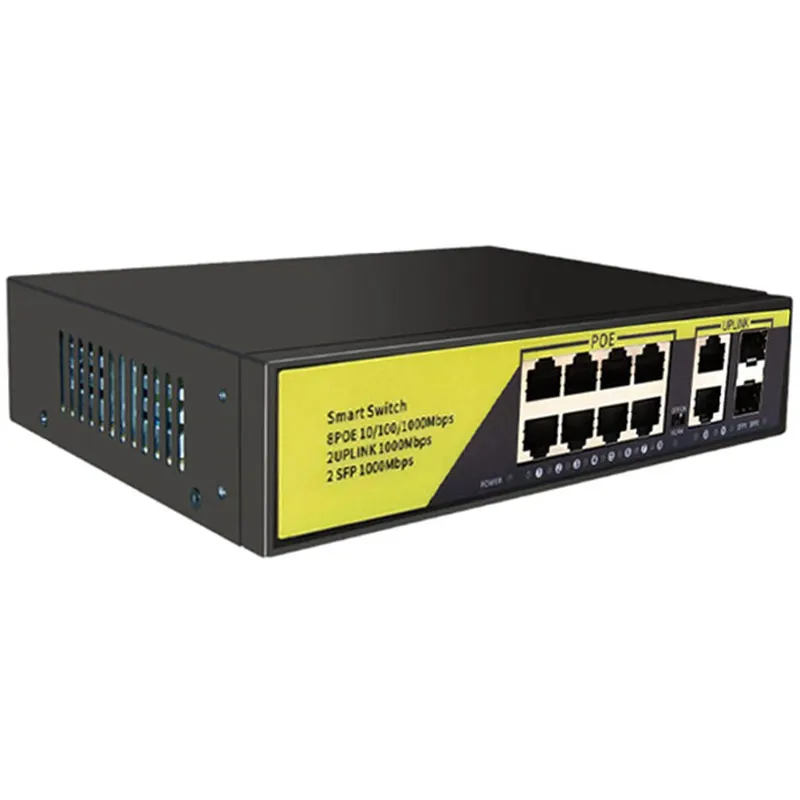 POE Gigabit Switch 52V with 8-Port POE+2 Uplinks+2 SFP IEEE 802.3 af/at 1G Suitable for IP Camera/Wireless AP/POE Camera | Компьютеры и