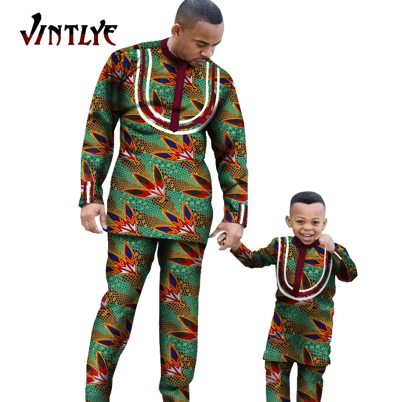 Африканская одежда для родителей и детей нигерийская костюм Дашики отца модная