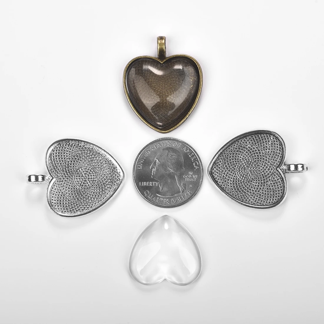 40 шт 25 мм Сердце базовые настройки со стеклянными кабошонами пустого лотка для