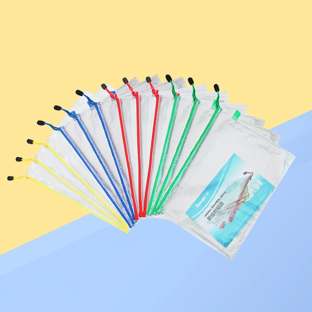 12 шт. прозрачная сумка из ПВХ на молнии с рисунком в виде сетки B5 (красный желтый