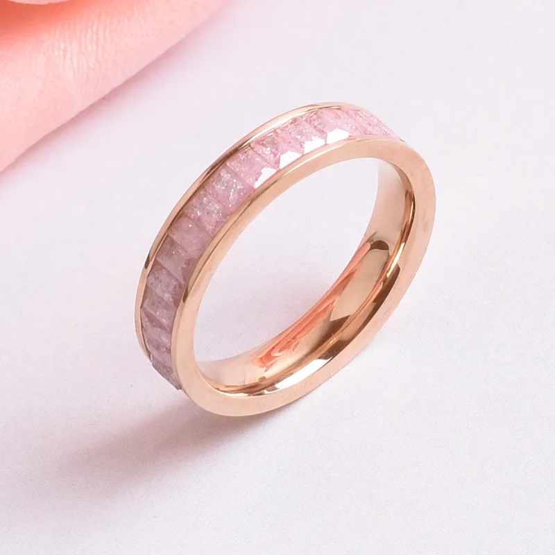 Зимнее Новое Стильное красочное кольцо из нержавеющей стали с криолитом модное