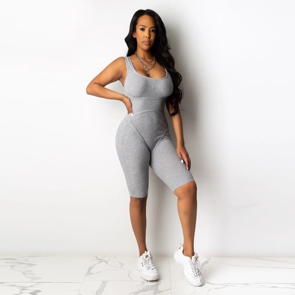 

Комбинезон для йоги, повседневный розовый комбинезон, женская спортивная одежда без рукавов, однотонный комбинезон для фитнеса, бега, упраж...