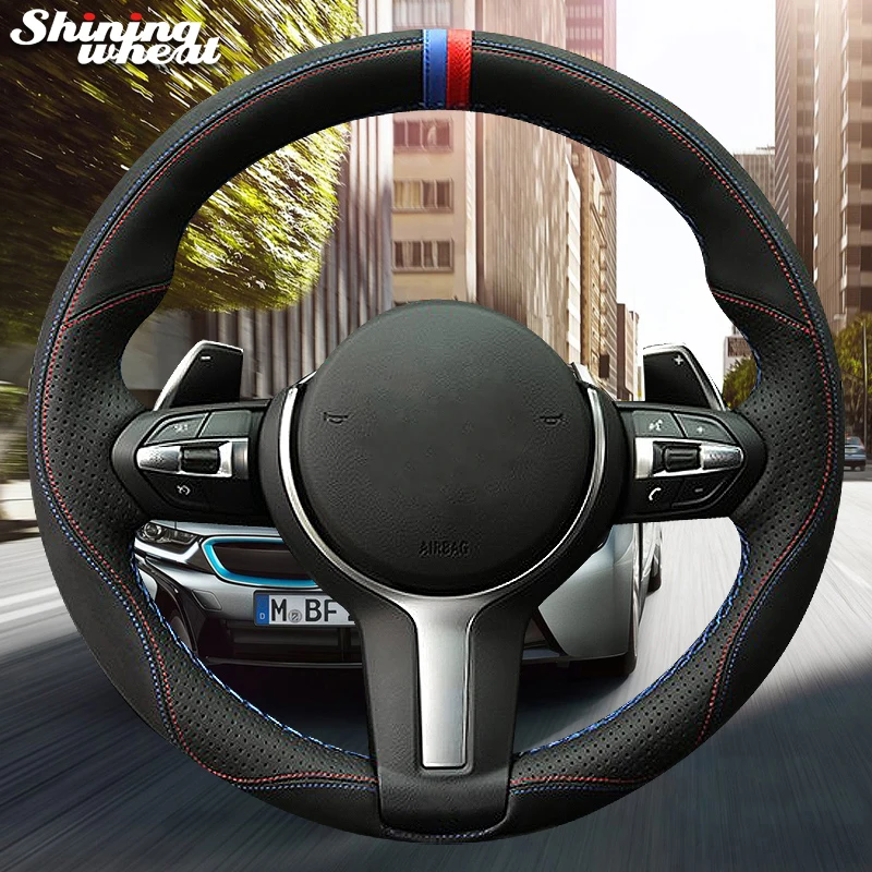 

Hand Sew Black Suede Leather Car Steering Wheel Cover for BMW F87 M2 F80 M3 F82 M4 M5 F12 F13 M6 F85 X5 M F86 X6 M F33 F30
