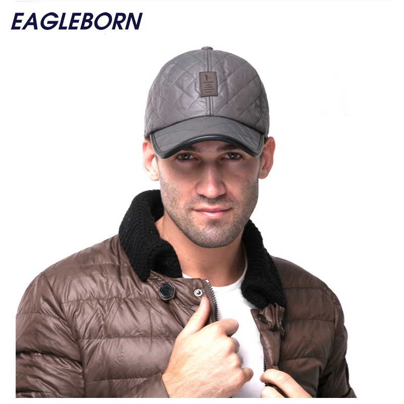 Мужская бейсболка с ушками зимняя теплая Бейсболка 6 панелями хлопковой