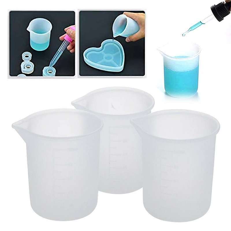 

3PCS Silicone Measuring Cups 100ml Non-stick Mixing Cups With Clear Scales Crystal Jewelry Making For DIY Craft Measuring Tool