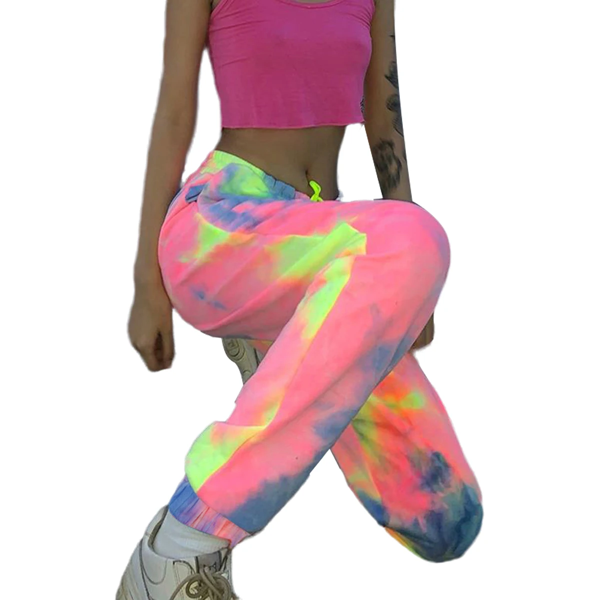 

Trendy women clothes High waist colours summer pants polyester casual sport Trousers one pieces