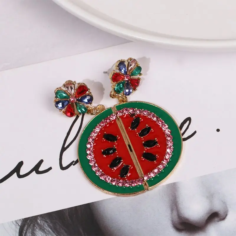 

Lovely Cute Watermelon Fruit Stud Earrings For Women Girls Wedding Party Jewelry