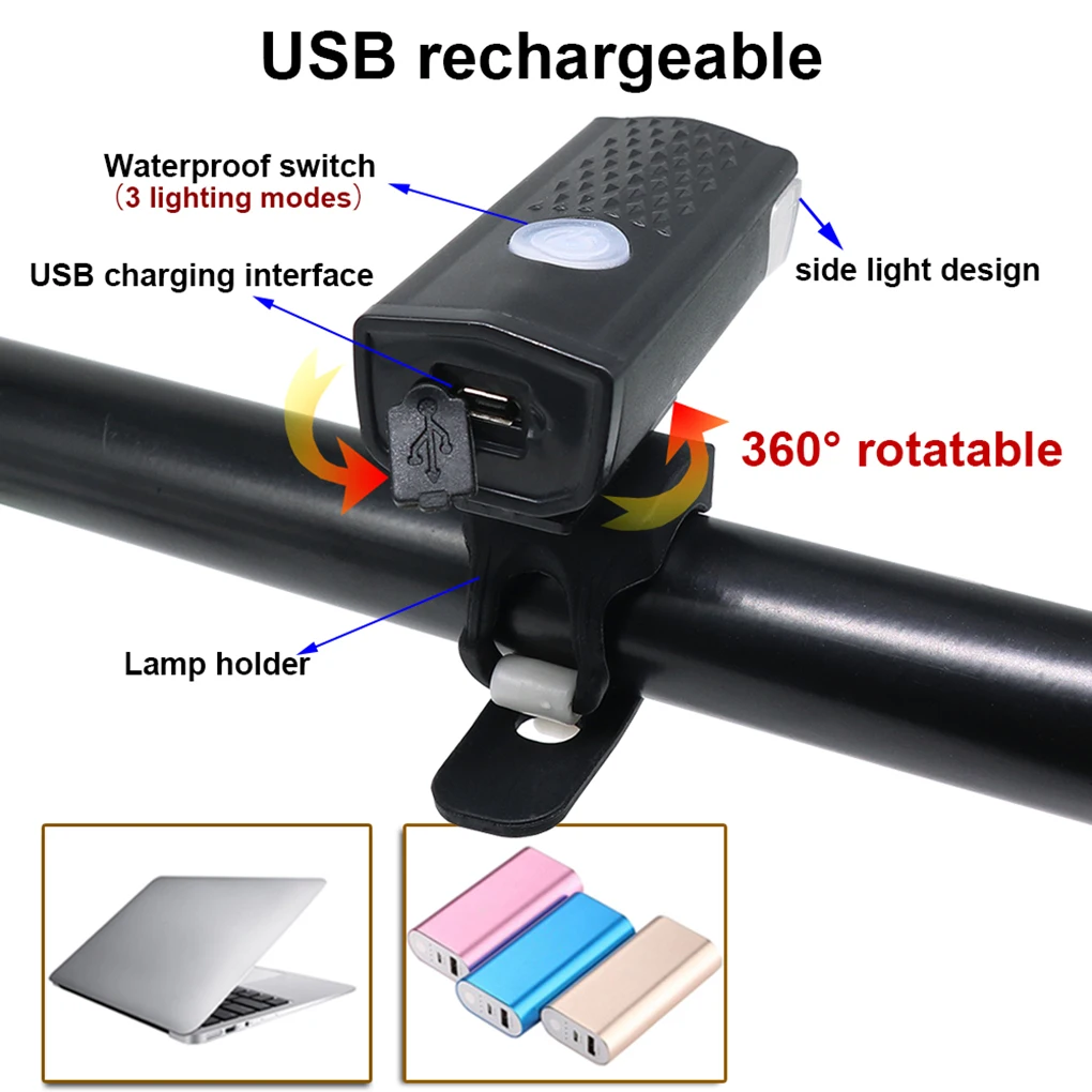 Фара велосипедная передняя 300 лм зарядка через USB | Спорт и развлечения