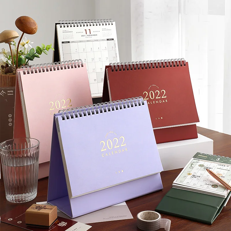 

2022 Journey Desktop Calendar Solid Color Schedule Table Planner Yearly Week Months Date Organizer Office Desk Decoration Gift