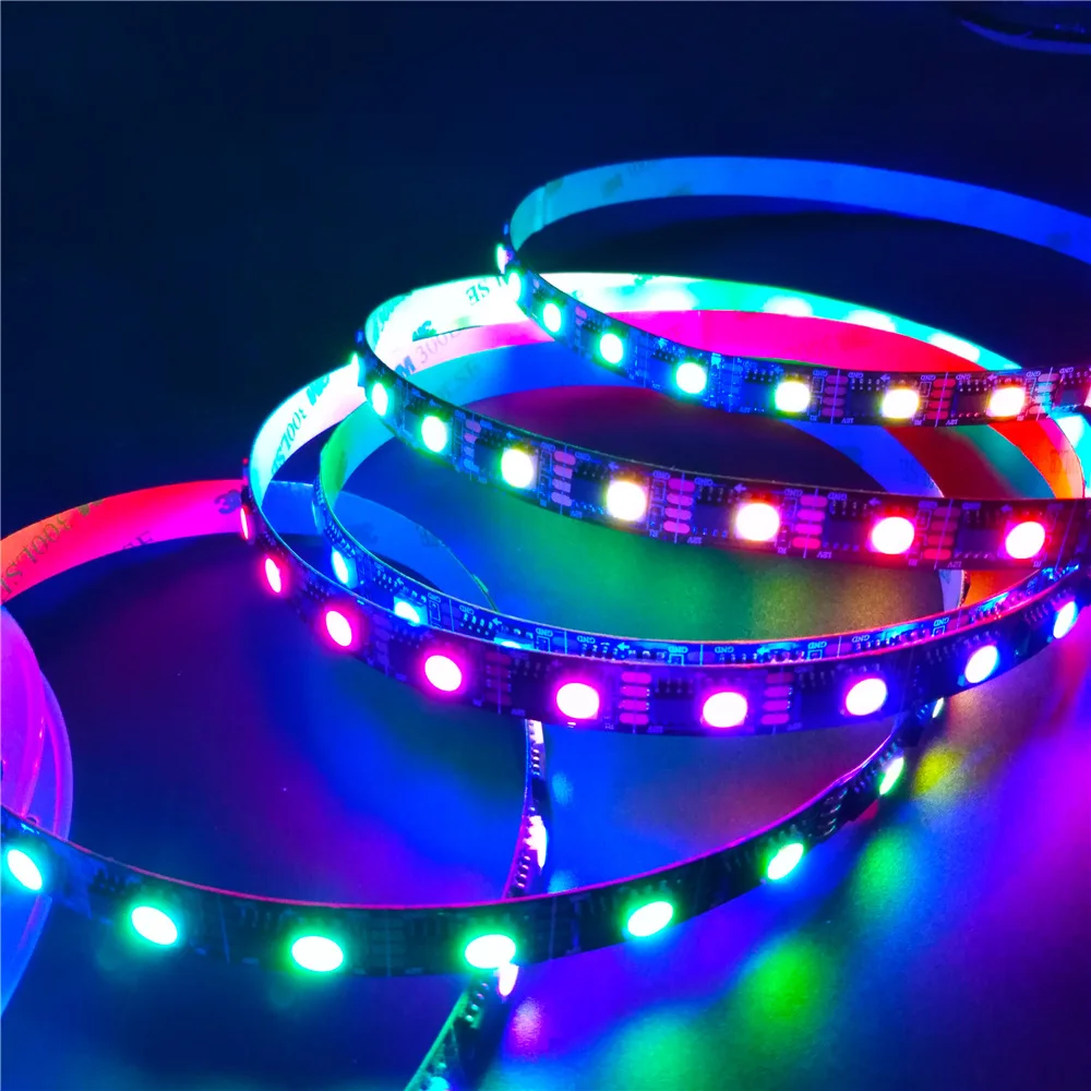 Индивидуальная Адресуемая AT1606 60 светодиодов цифровая RGB Светодиодная лента 12 В точка останова продолжить IC программируемая двойная сигнальная 1606 Светодиодная лента