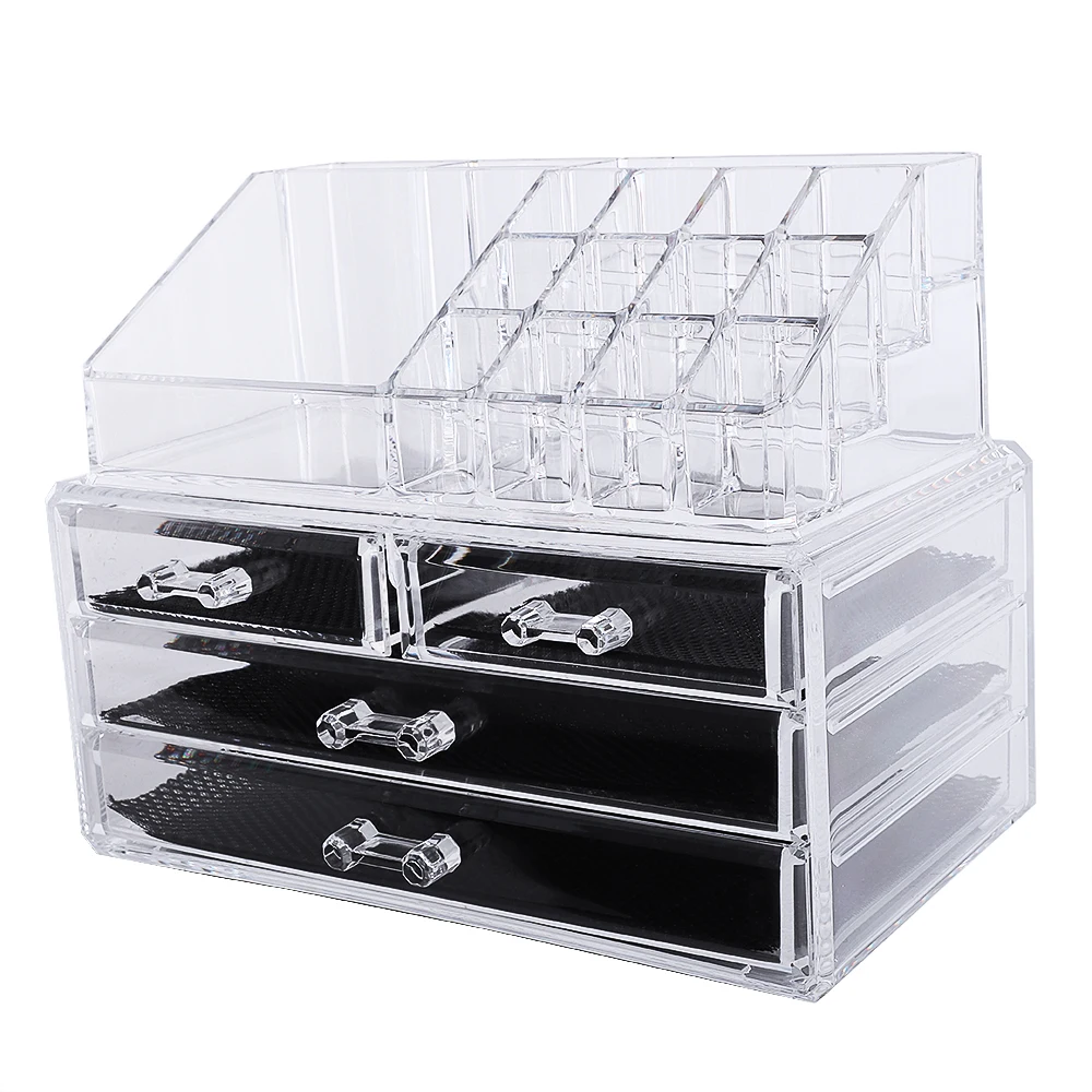

[US-W]Multi-check & 4180821119 Drawers Acrylic Makeup Case Cosmetics Organizer180821119 Transparent