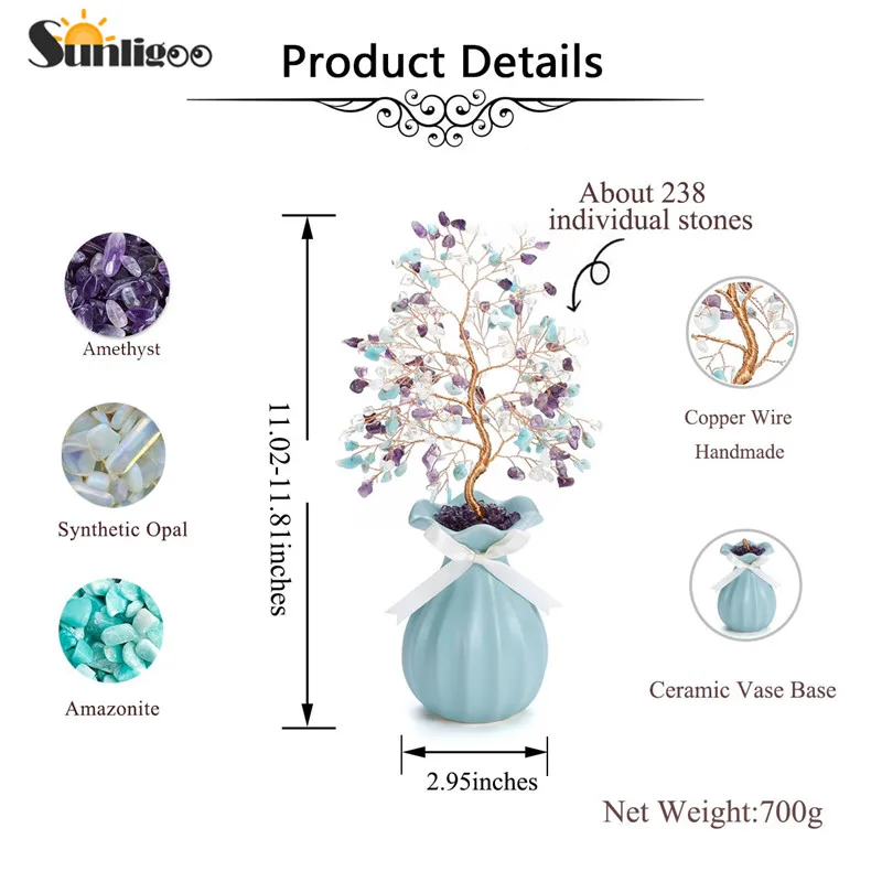 Сувенирное дерево Sunligoo украшения по фэн шуй мини драгоценный камень бонсай