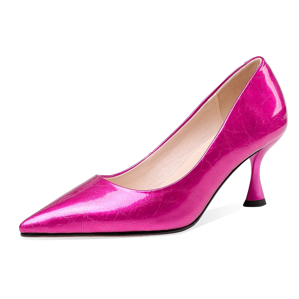 

Acedichy 2022 Spring/Autumn Women Wedding Shoes Rose Red Cow Patent talons hauts Leather Pointed Toe Bridesmaid Stiletto Pumps