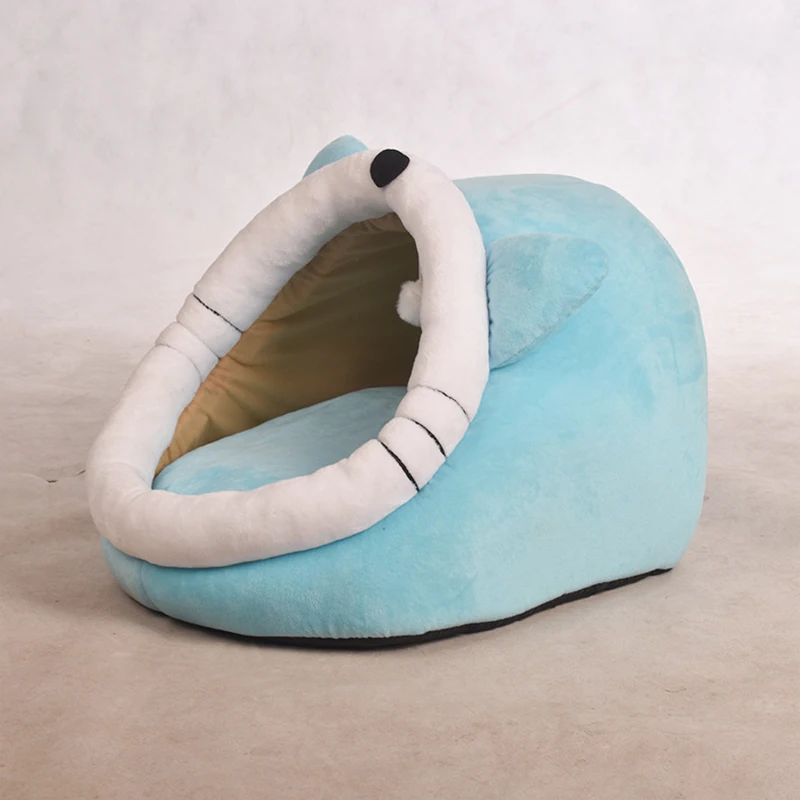 Зимняя кровать для домашних животных домик кошек с милым мультяшным котом коврик