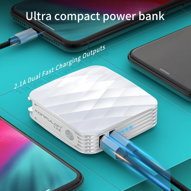 Power Bank Dual USB 5000 мАч 2.1A Быстрая зарядка портативное настенное зарядное устройство US