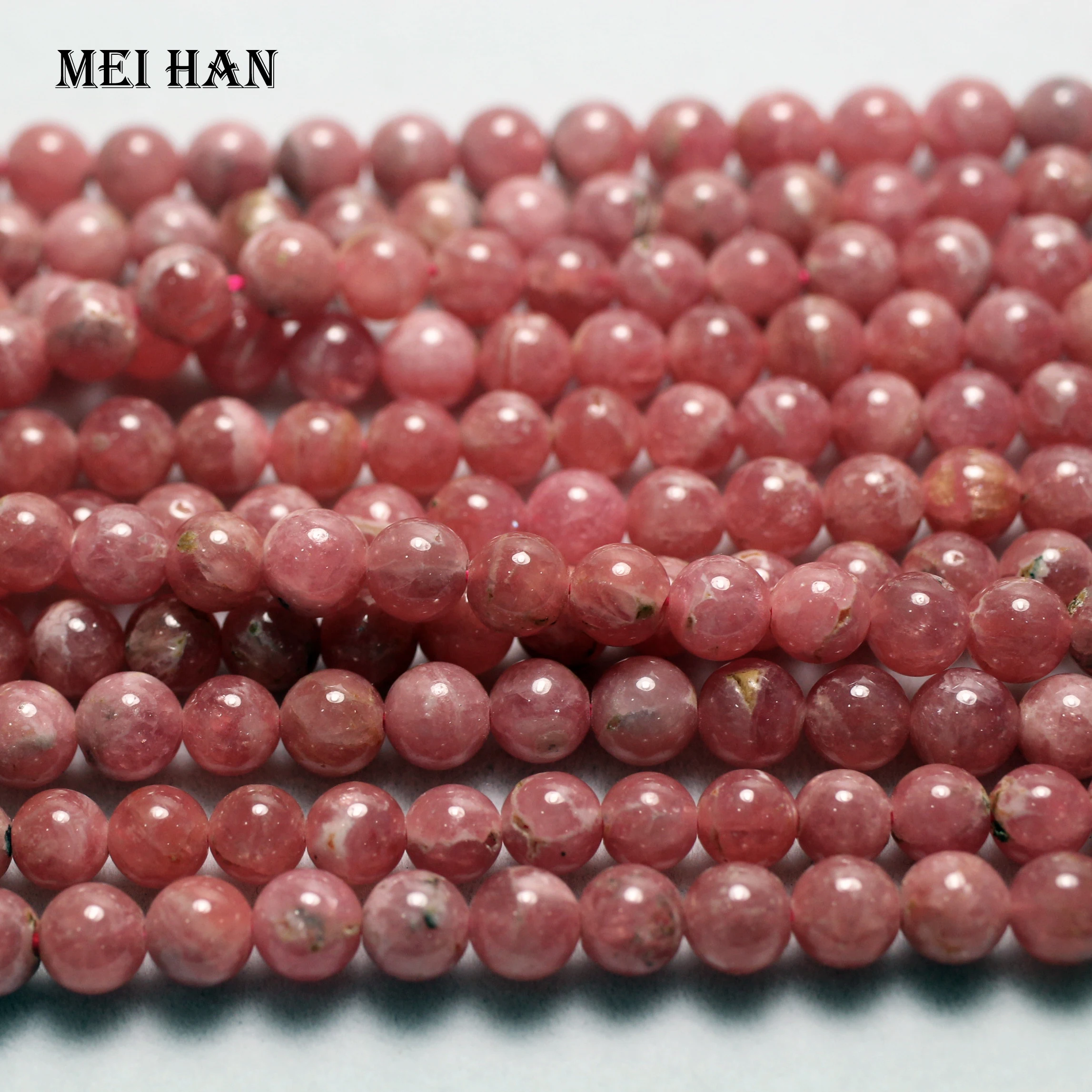 Meihan (60 бусин/Набор/28 г) 6-6 5 мм A + натуральный бразильский Родохрозит гладкие