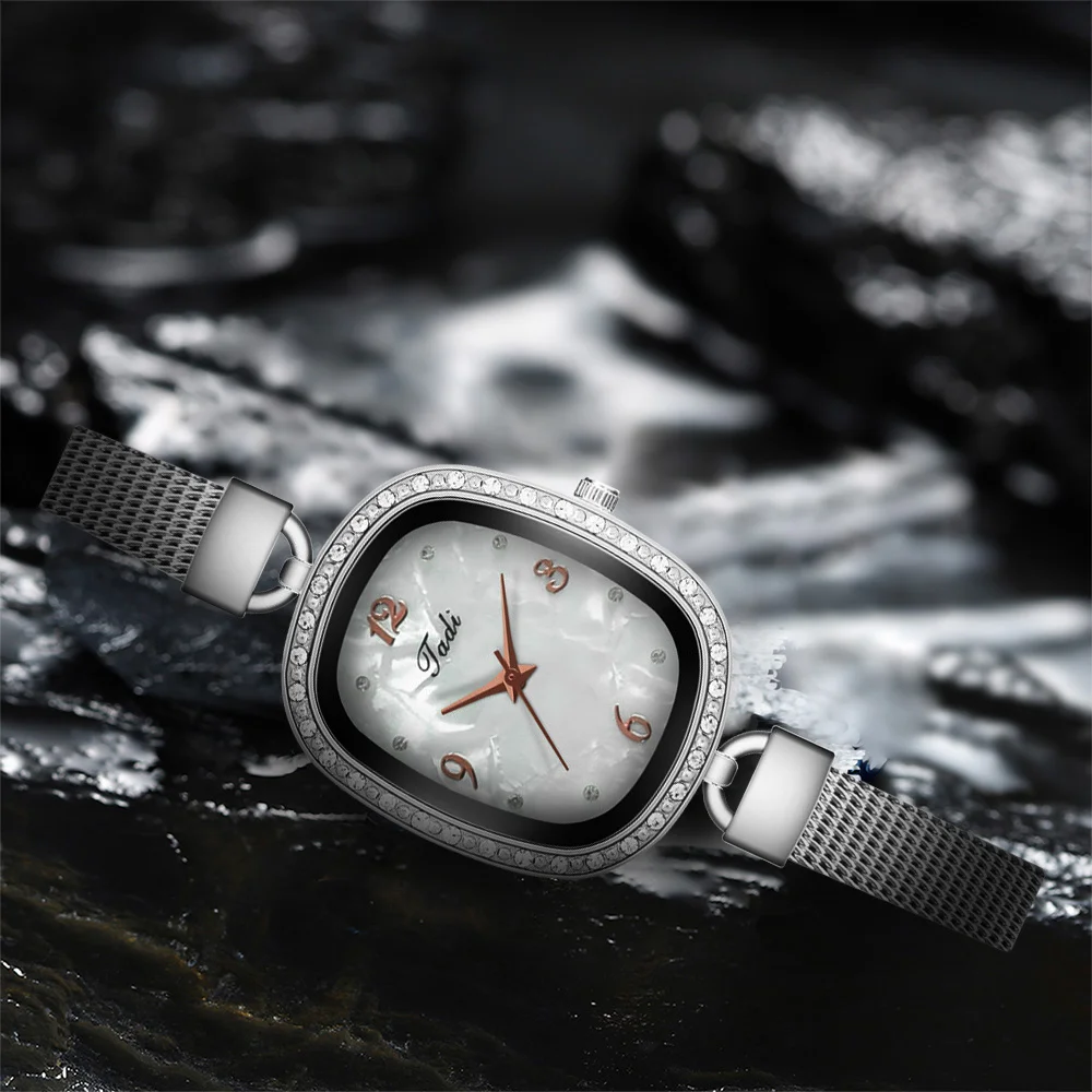 Женские ультратонкие модные часы с серебристым жемчугом и циферблатом роскошные