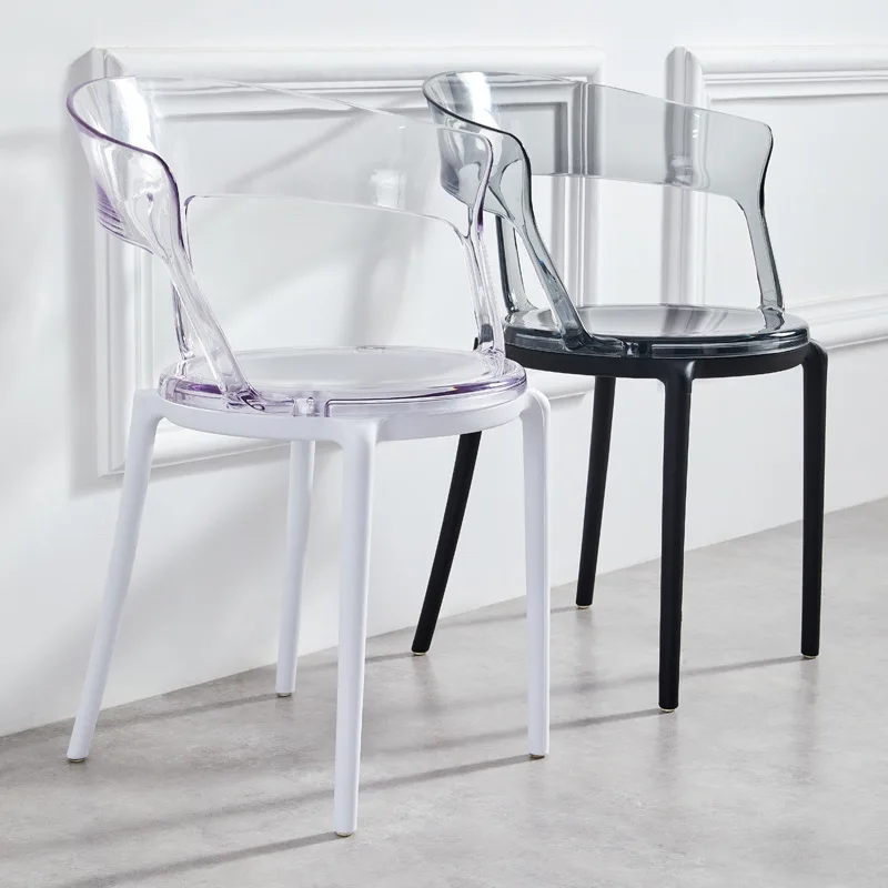 S Kitchen Living Room Transparent Stool Bedroom Balcony Backrest Armchair Negotiation Lounge Chair