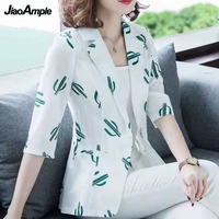 2022 spring autumn new small suit jacket womens thin dots casual coat korean elegant all match blazer top female clothing
