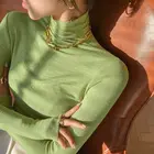 Блузка женская с высоким воротником, рубашка с длинным рукавом, осенняя облегающая блузка, 2020