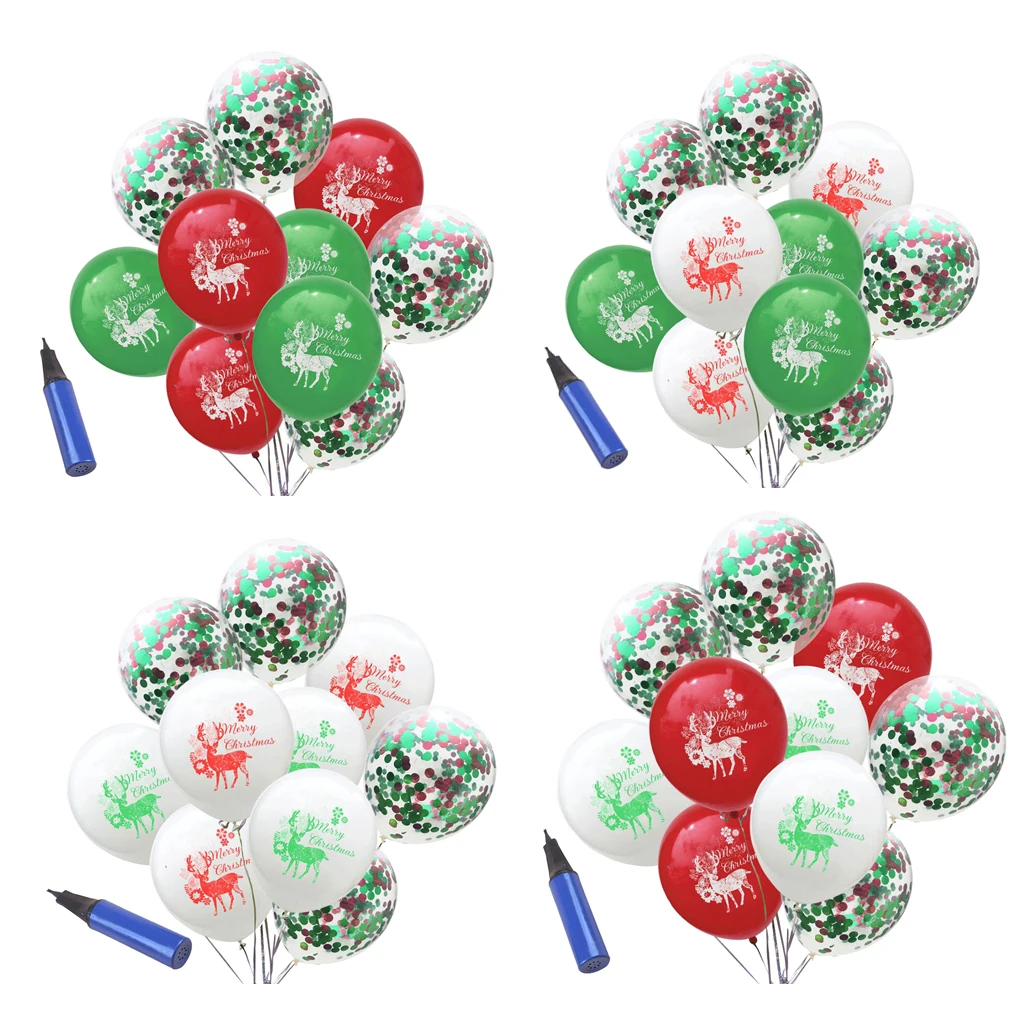 

10 Pieces Christmas Latex Balloons with Sequins Confetti Home Party Office Bar Decorations