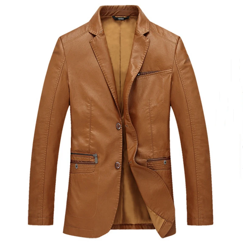 

Bestselling China Imported Men Black Brown Solid Color Mens Leather Jackets Slim Father Mens Leather Suede Jacket Trendying C219