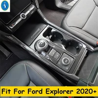 transmission shift gear panel decoration cover trim for ford explorer 2020 2022 accessories interior carbon fiber matte