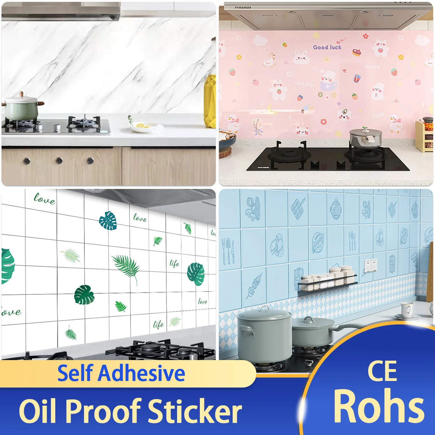 

60cmx10Meter Wallpaper Oil and Water Proof Wall Stickers Resistant Kitchen Bar Desktop DIY Home Decoration Marble Pattern