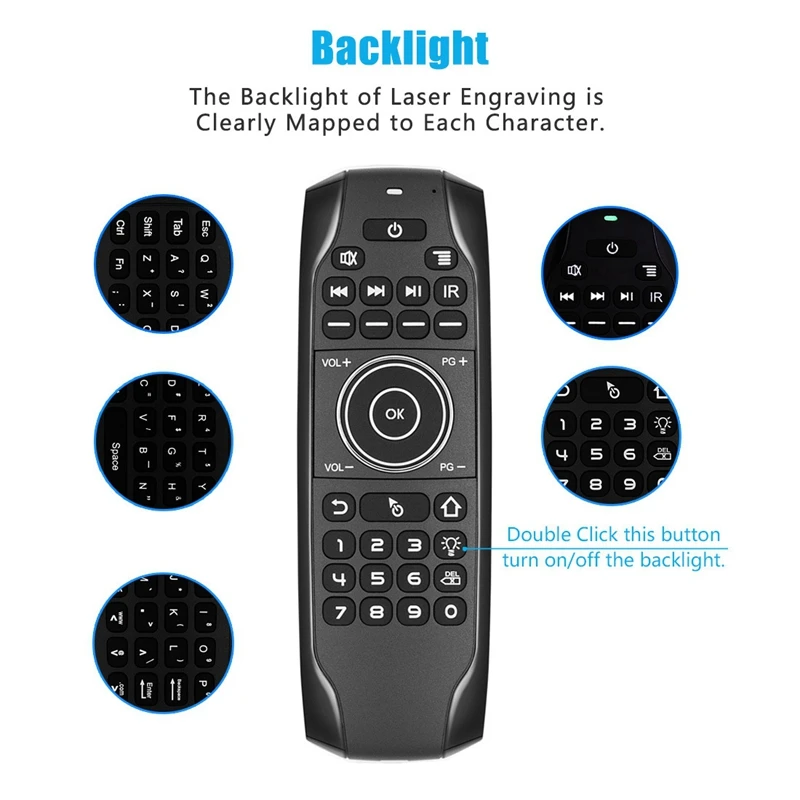 Bluetooth 5.0 Mini Keyboard G7BTS Gyroscope Backlit IR Learning Air Mouse Remote Control for Smart TV Box Laptop Tablet | Компьютеры и