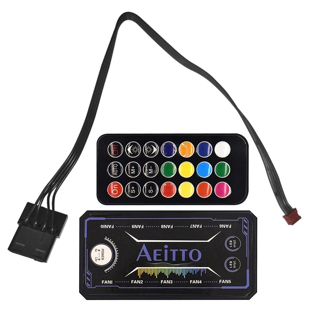 

RGB пульт дистанционного управления DC12V 5A светодиодный цветной умный контроллер с 10 шт. 6-контактный порт вентилятора 2 шт. 4-контактный порт ос...