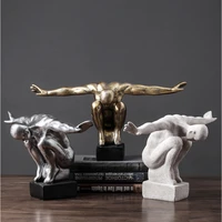 nordic ornament sculpture diver flying self character statue resin model abstract home motion figurines handmade decor crafts