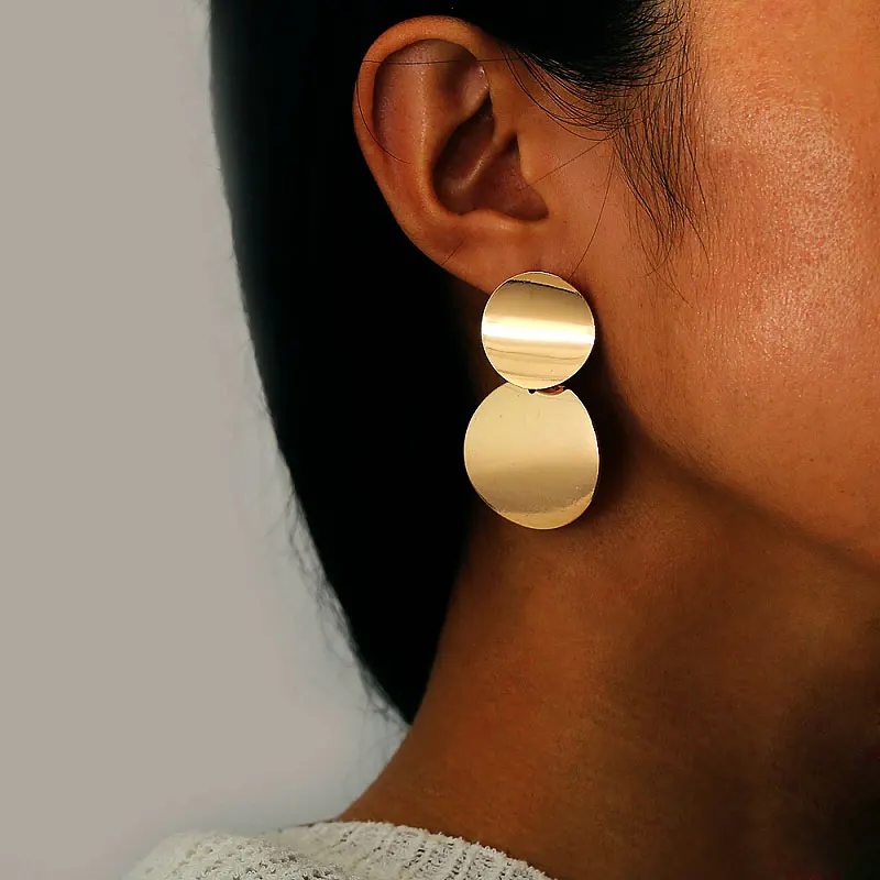 

Simple Exaggerated Earrings With Metallic Elements For Women Girl Fashion Jewelry Earrings 2021 Trend New
