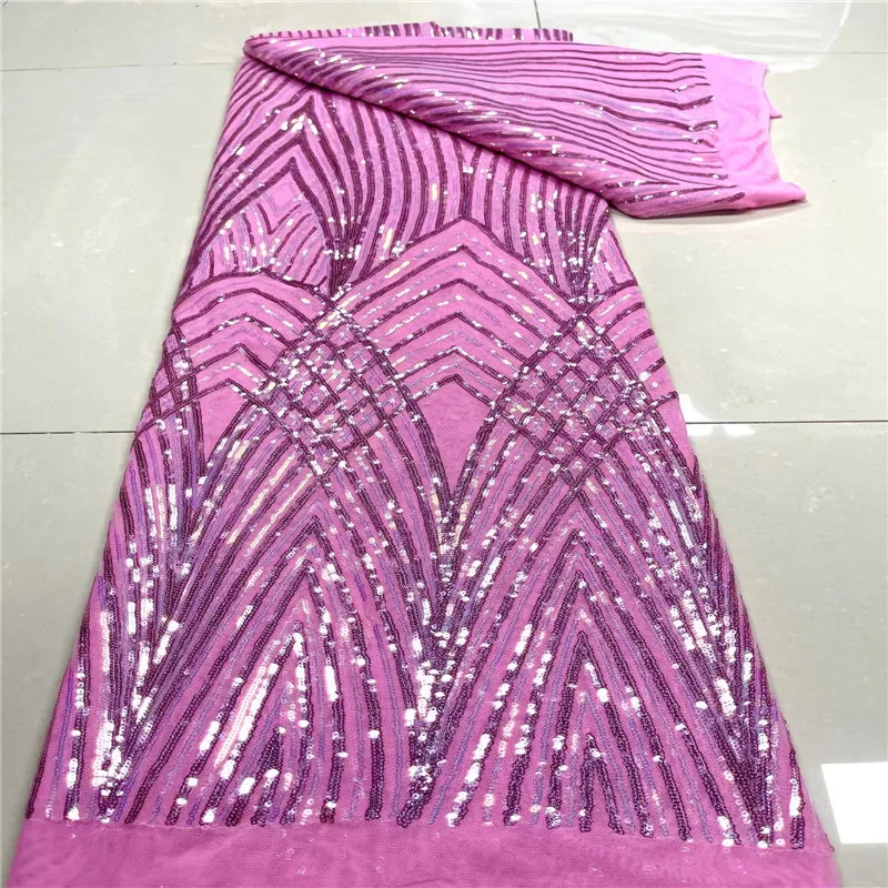 Latest Orange African Sequins Lace Fabric French Mesh Laces High Quality 2021 Nigerian For Party Sew J98-20 | Дом и сад