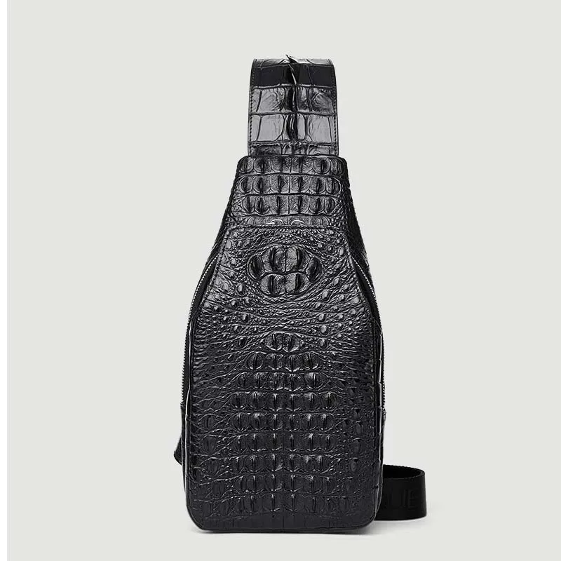 

Нагрудная сумка gete мужская из крокодиловой кожи, однотонная Сумочка на плечо, стильный Повседневный саквояж кросс-боди
