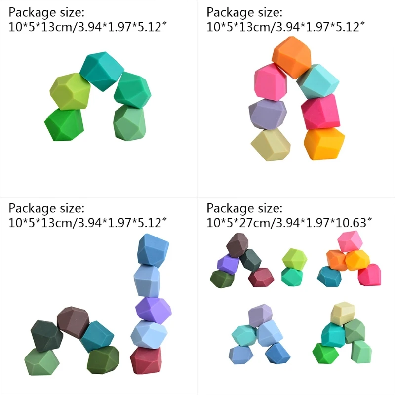 

5/7/10/22Pcs Kids Creative Educational Toys Children Rainbow Silicone Colored Stone Stacking Game Building Block Gifts