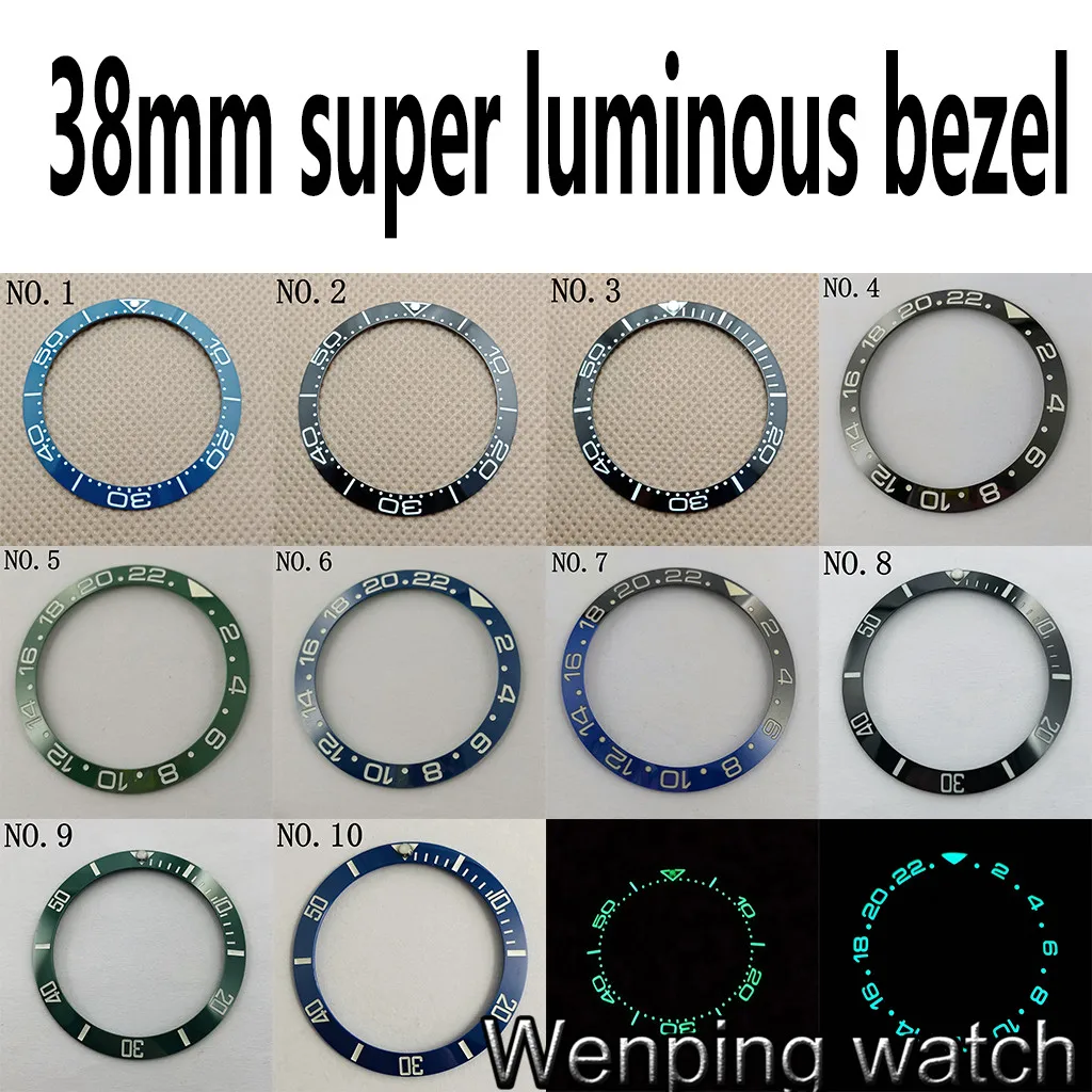 Супер светящиеся часы 38 мм керамический Безель вставка с кольцом подходит для