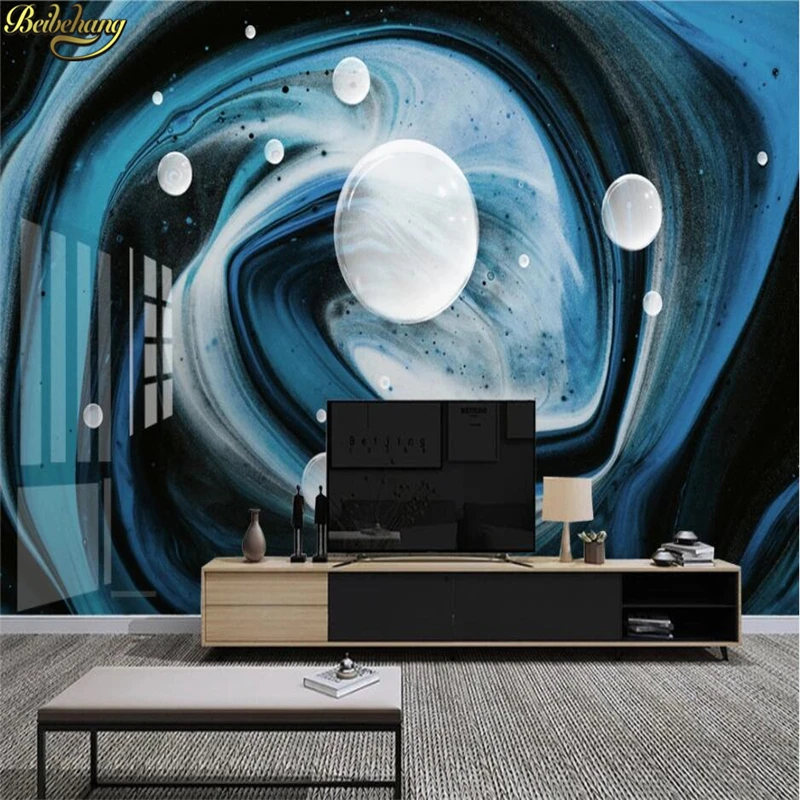 beibehang Custom 3d wallpaper mural blue modern creative three-dimensional starry sky 3D sci-fi TV sofa background wall painting |