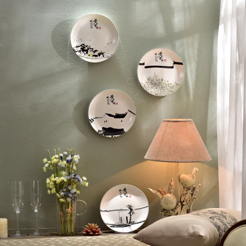 Китайская пейзажная живопись керамическая тарелка настенная Подвеска для