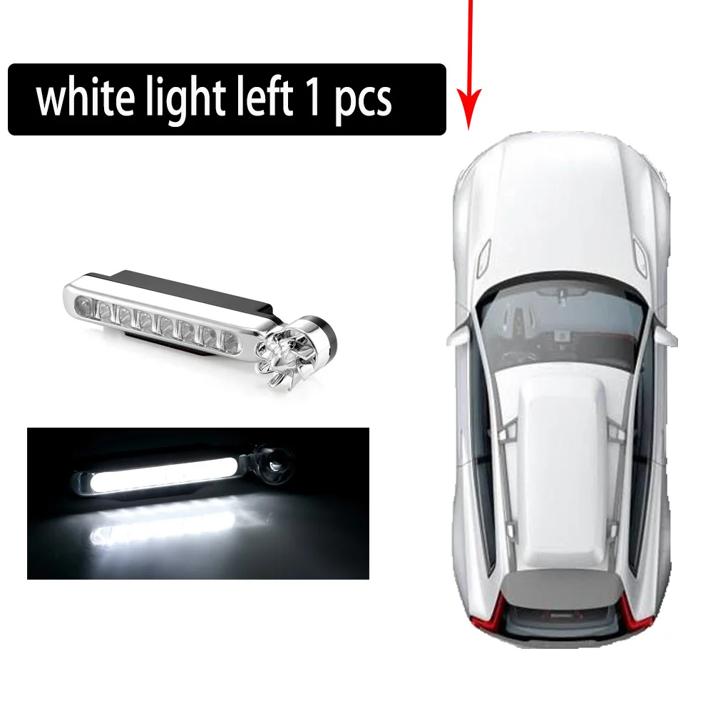 1 pcs left wihte Ветросиловой 8 светодиодный автомобильный drl дневные ходовые огни для противотуманных фар DRL для вождения автомобиля дневной свет головные лампы нет необходимости внешний источник питания лампочки для авто - Испускаемый цвет: 1 pcs left wihte