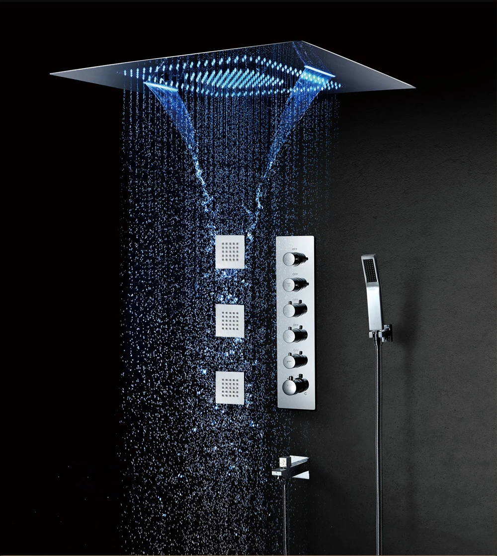 Роскошный набор душевых смесителей для ванной комнаты Romote светодиодный