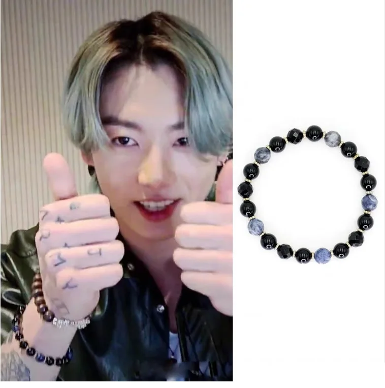 

Wholesale Stone Bracelet Kpop Bangtan Boys Lucky JK Natural Agate Stone Beaded Chain Stray Animals Should Aid