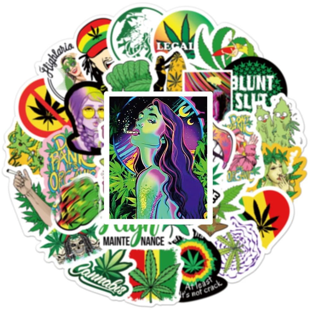 103050pcs funny characters leaves weed smoking graffiti stickers laptop phone car skateboard bike guitar kid toy cool sticker free global shipping