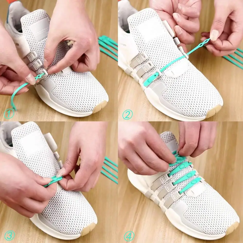 

New Adjustable Silicone Lazy Elastic No Tie Shoelaces Colorful Silicone Shoelace Easy Shoe Laces for Adults Kids 12PCS /pack