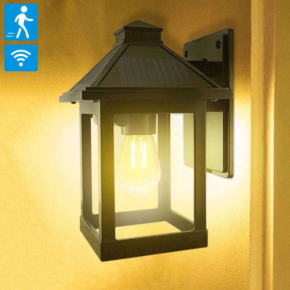 Comprare Luci A Lanterna A Parete Solare Con Sensore Di Movimento, Illuminazione Esterna Bianca Calda A 3 Modalità Impermeabile Per Garage, Giardino, Cortile, Patio