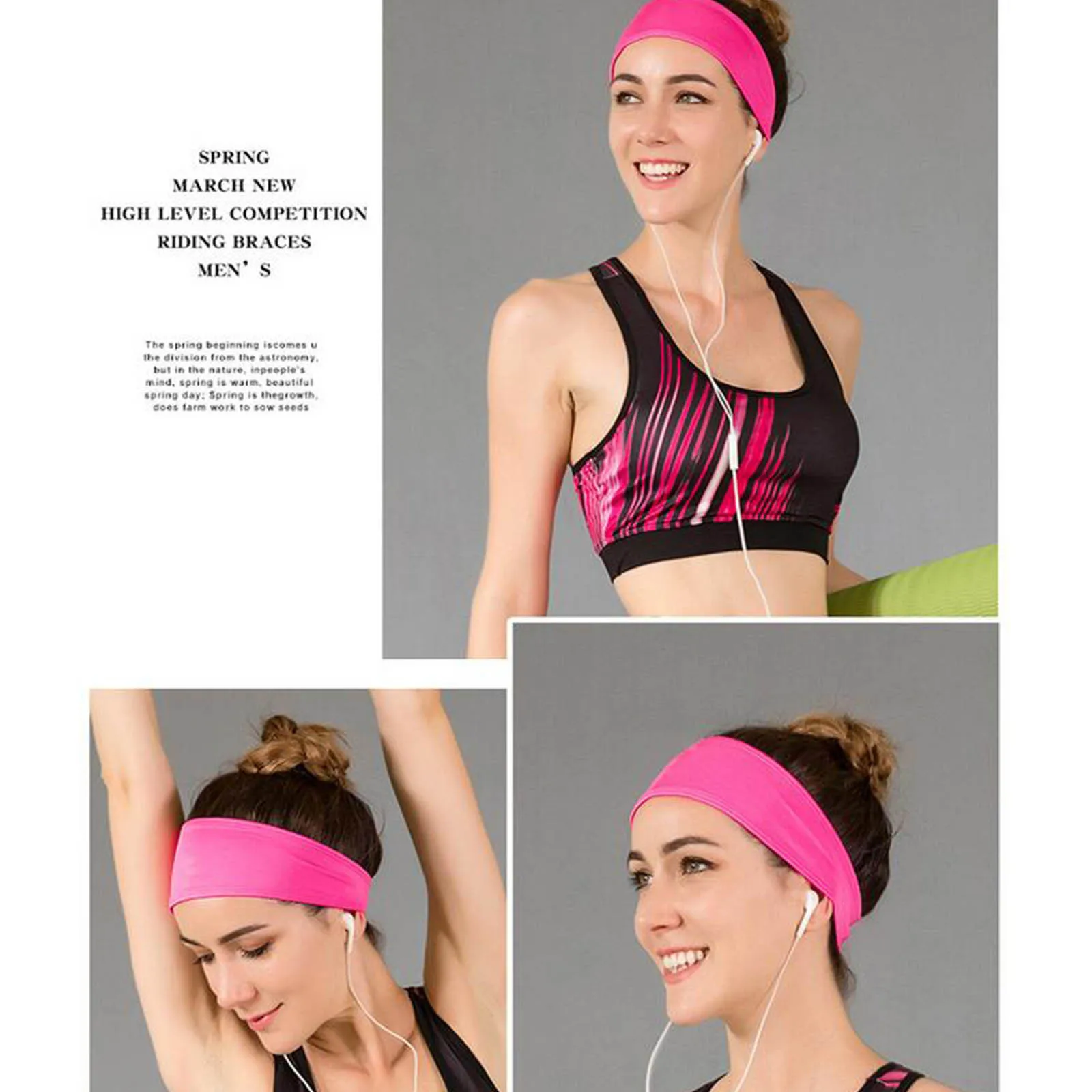 

3pc Mixed Color Yoga Running Headband Tennis Or Badminton Sweat-absorbent Headband Silicone Elastic Fashion Headband