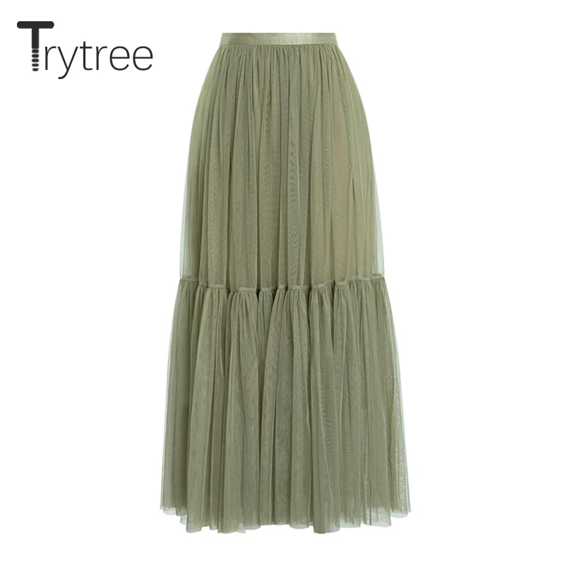 Осенне-зимняя женская юбка Trytree 2020 повседневная с эластичным поясом